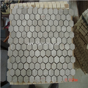 Grey Wooden Marble Honed 1 Inch Hexagon Mosaic Tile Marble Mosaic Pieces