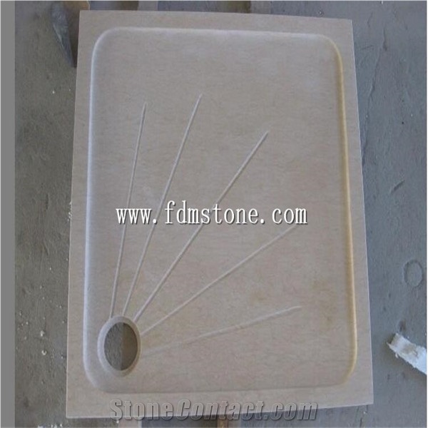 Guangxi White Marble Rectangle Shower Base , Bathroom Stone Shower Tray Price
