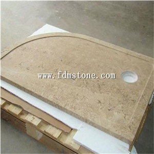 Honed Cream Marble Square Shower Tray Bathroom Stone Shower Base Prices