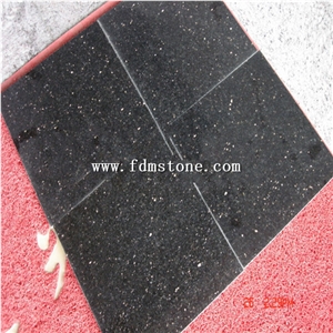 India Black Galaxy Granite Slab, Black Polished Granite Floor Covering Tiles, Walling Tiles