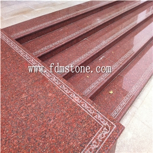 India Red Granite Stone Polished Flamed Brushed Bullnosed Step,Stair Treads,Risers,Staircase
