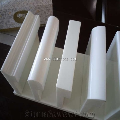 Nano Crystallized Pure White Stone Curved Plate,Fireplace,Table,Relief,Column,Edges Finishing