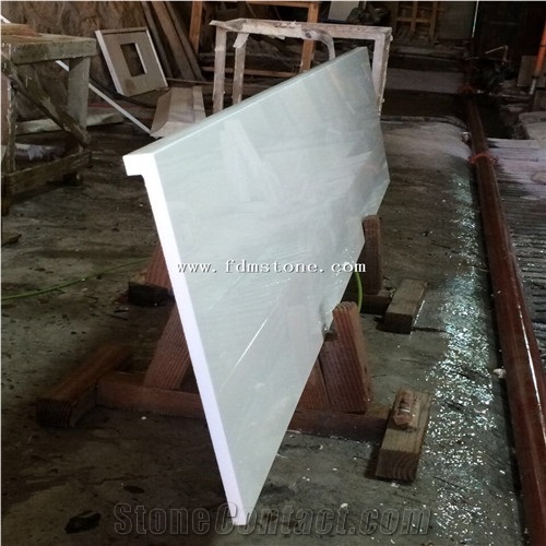 Nano Crystallized Pure White Stone Curved Plate,Fireplace,Table,Relief,Column,Edges Finishing