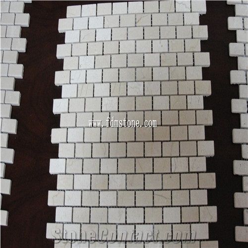 New Design Beige Travertine Marble Mosaic Tile, Honed Marble Mosaic