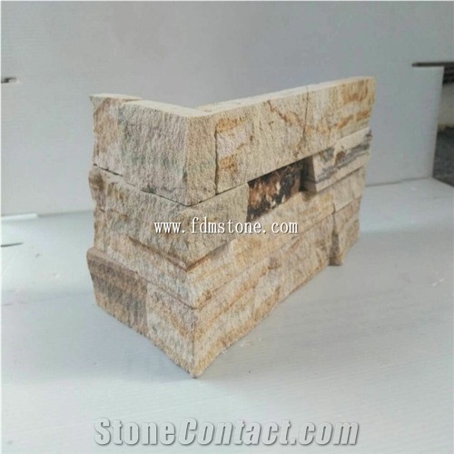 Snow White Slate Stack Stone Corner,Slate Cultured Stone Veneer Corner 300x150mm