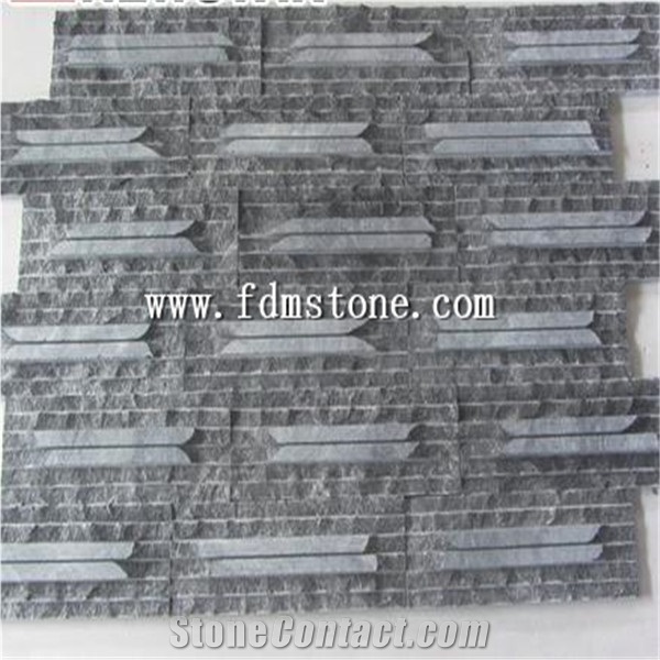 Split and Polished Surface Grey Wooden Marble Ledge Stone Wall Cladding, Veneer, Panel