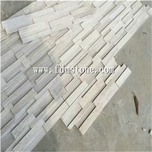 Split and Polished Surface Grey Wooden Marble Ledge Stone Wall Cladding, Veneer, Panel