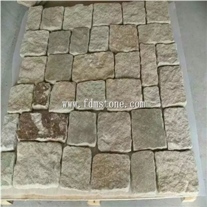 Split Slate Meshed Mosaic Tetris Pave Bisque Floor & Wall Tile,Slate Tetris Pave Wall Cladding