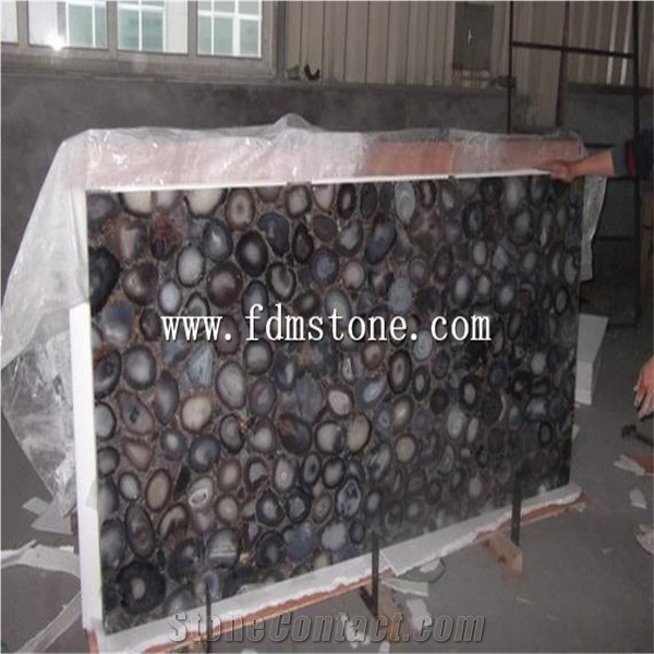 Translucent Solid Surface Countertop Slab Artificial Stone Black Onyx Walling and Floor Tiles