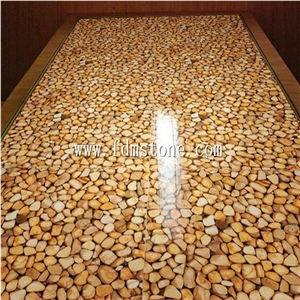 Translucent Yellow Pebble Stone Price, Yellow Pebble Walling and Flooring