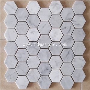 Volakas White Marble Hexagon Mosaic for Home Decoration 25x25