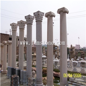 White Sesame Granite Stone Roman Solid Column for Sale