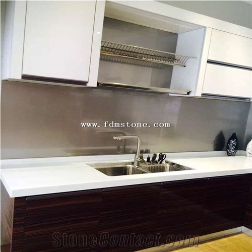 White Stone Artificial Marble Countertop for Table &Kitchen Top