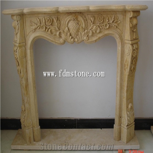 White Stone Fireplace and Marble Carved Fireplaces Mantels