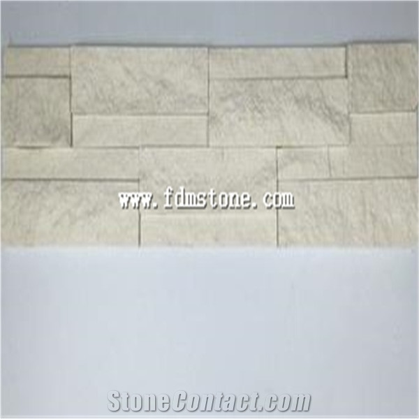 White Wood Marble Stacked Stone for Wall Cladding, Veneer, Panel