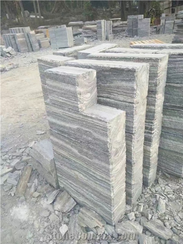 Durable Grey Building Stone for Exterior Wall House,G302 Granite Nero Santiago Taifun Grey Walling Stone