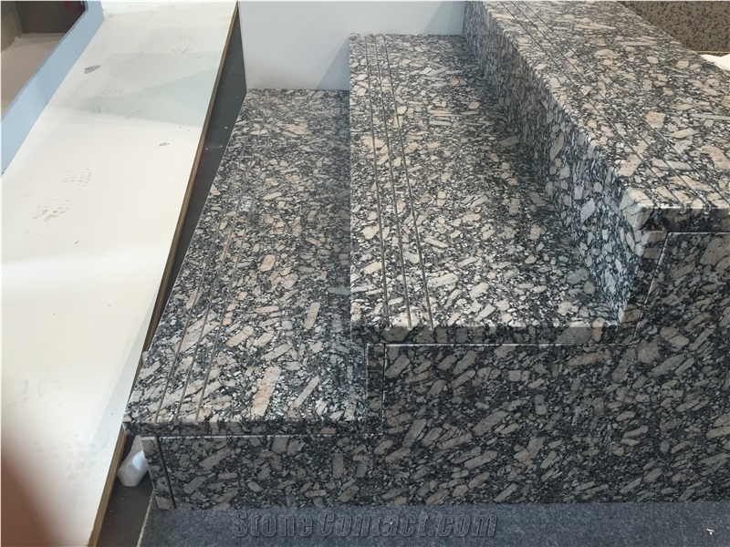 G426 Granite over Hanging Step Tread, Stairs & Steps, Stair Risers