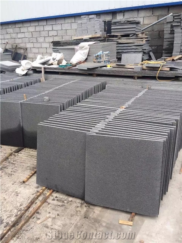 Hebei New G684 Black Granite Bushhammered Surface Finish Slabs Tiles for Paving and Wall Cheap Prices New Nero Black Nero Impala Slabs Cheapest Factory Directly