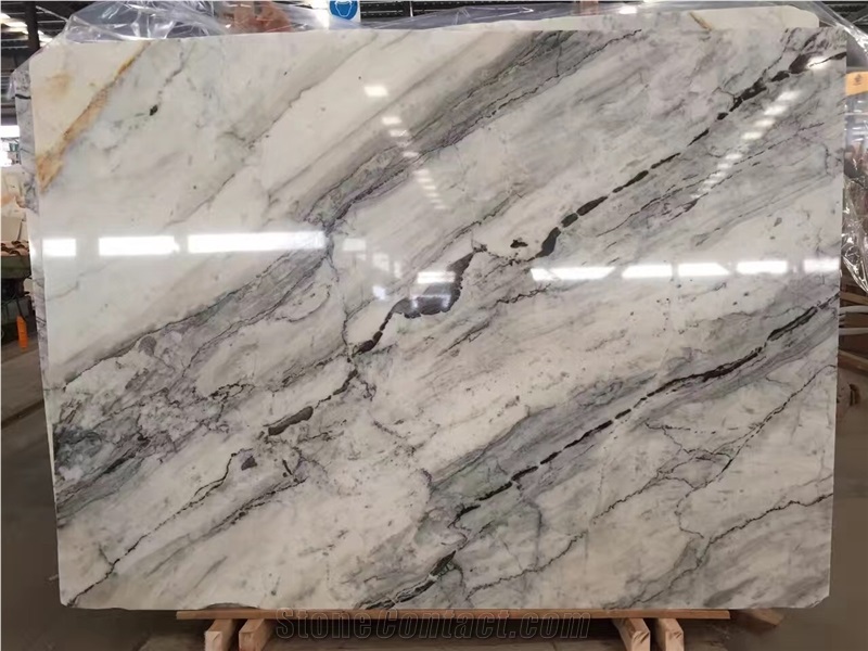 Landscape White Marble Slabs and Tiles,Bookmatching White Marble Slabs,White Marble with Grey Veins Marble, Cloud White Marble