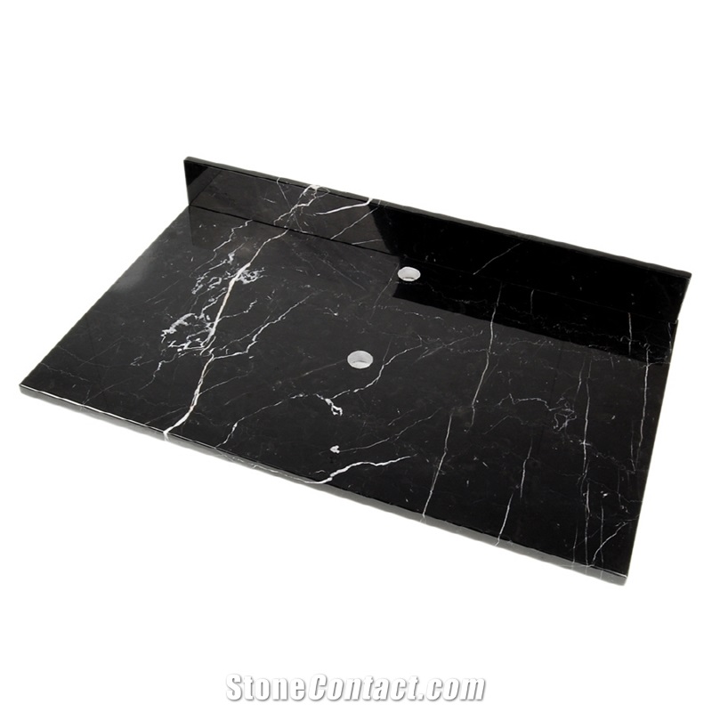 Black Bathroom Countertop, Nero Marquina Marble Vanity Top,Black Marble Bathroom Top
