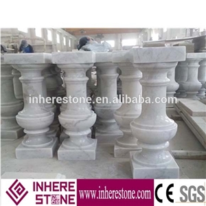 Building Stone White Marble Baluster Railings, Construction Material for Balcony Handrail