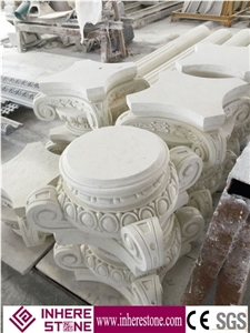Roman Design Crown Molding Pillars for Decorative, White Marble Sculptured Columns