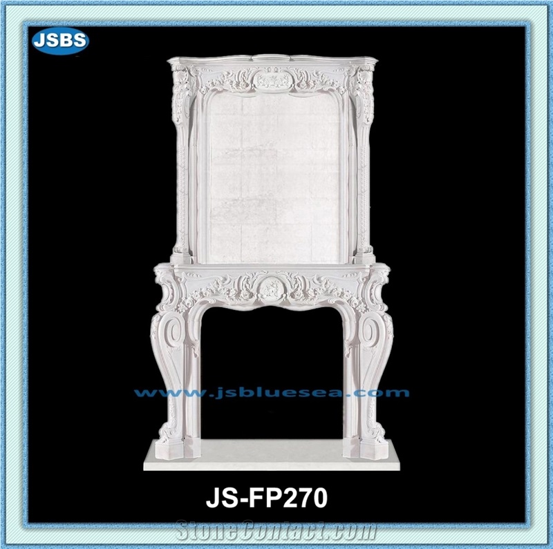 Carved Fireplace Mantel, Hunan White Marble Fireplace Mantel