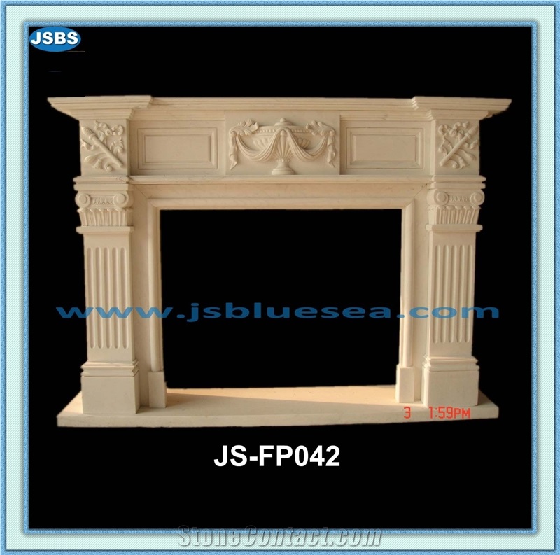 Cream Marble Fireplace Mantel