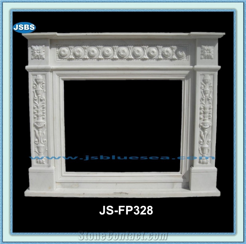 Customized Hand Carved White Marble Fireplace