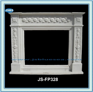 Customized Hand Carved White Marble Fireplace