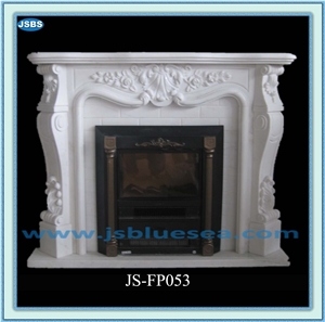 Customized White Marble Fireplace
