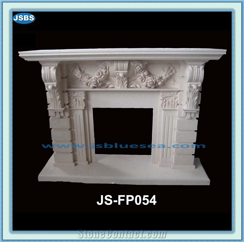 Customized White Marble Flower Fireplace
