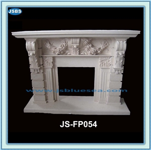 Customized White Marble Flower Fireplace