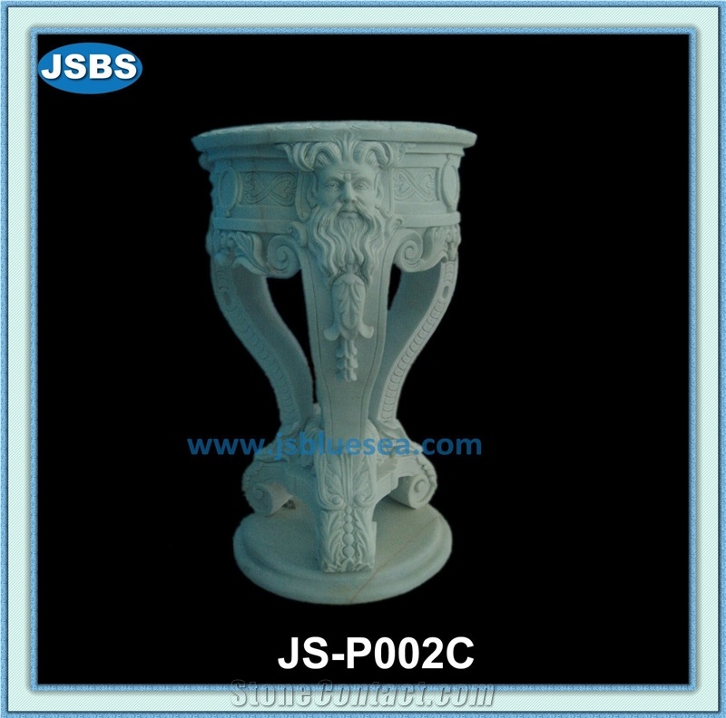 Hand Carved Natural Marble Flowerpot