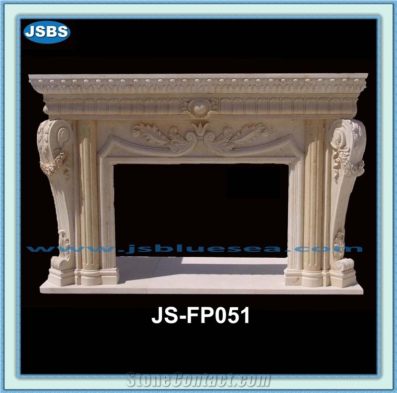 Hand Carved Natural Stone Fireplace