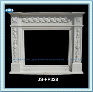 Hunan White Marble Fireplace Surround, Fireplace Mantel