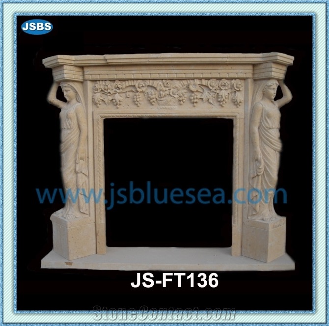 Marble Kamin Fireplace, Hunan White Marble Handcarved Fireplace