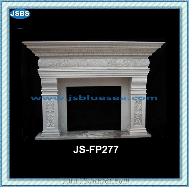 Marble Sculptured Fireplaces, Hunan White Marble Fireplace
