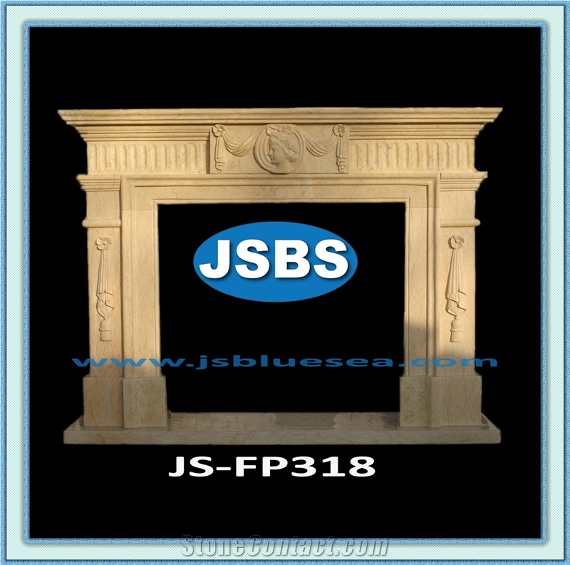 Natural Stone Fireplace, Henan Gold Yellow Marble Fireplace