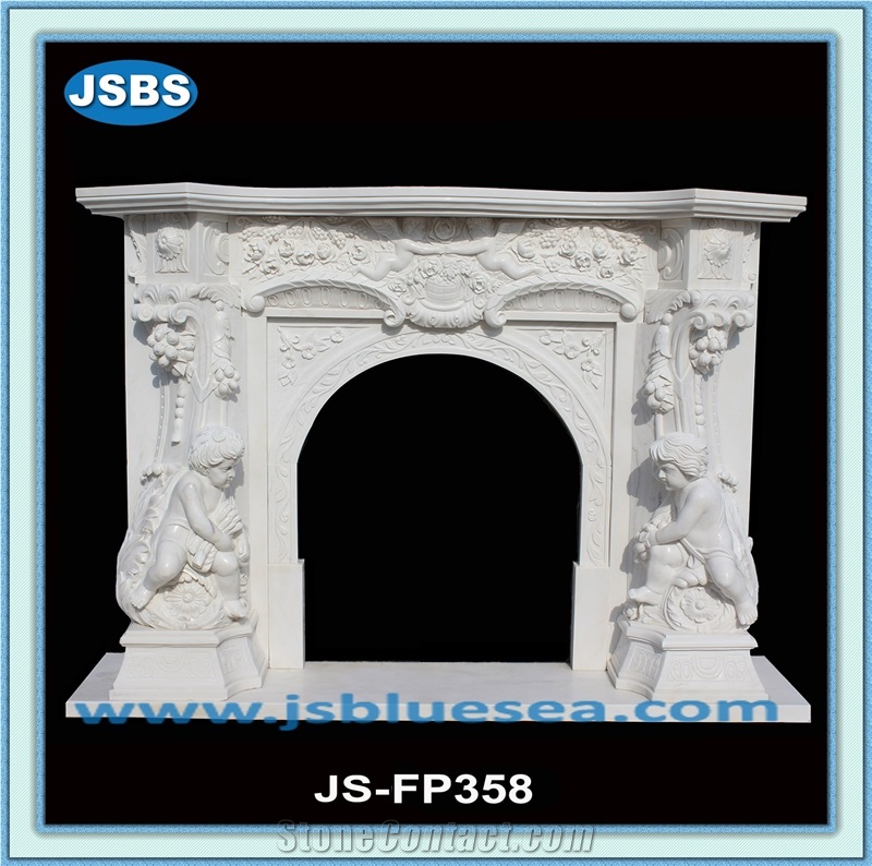Sichuan White Marble Fireplace, Handcarved Fireplace, Natural Stone Fireplaces