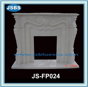 Stone Fireplace, Hunan White Marble Handcarved Fireplace