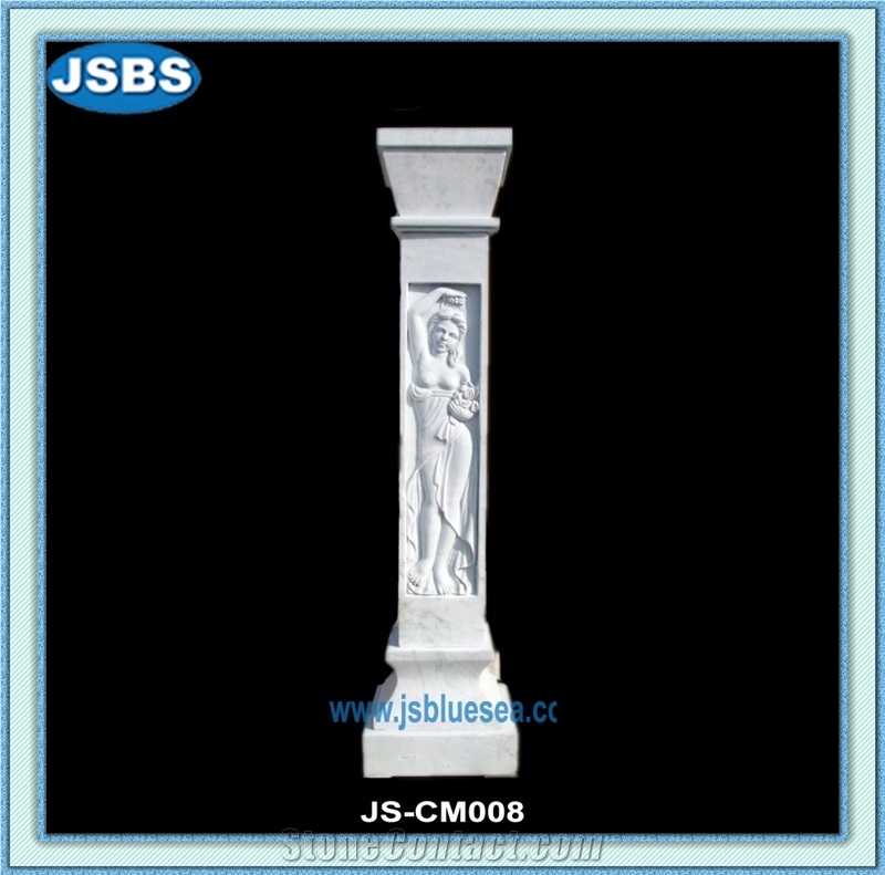 White Marble Carved Column, Hunan White Marble Column