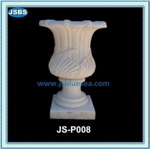 White Marble Carved Flowerpot