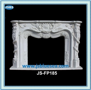 White Marble Flower Fireplace