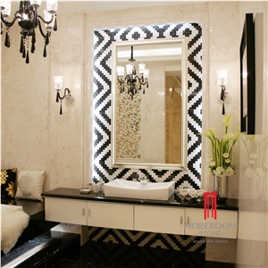 Black and White Ceramic Back Laminated Marble Mosaic Design