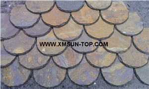 Chinese Rusty Roof Slate Tile with Fish Scale Type/Slate Roofing/Slate Roofing Tiles/Rust Slate Roof Tiles/Rust Slate Tile Roof/Fish Scale Roof Covering and Coating/Stone Roofing