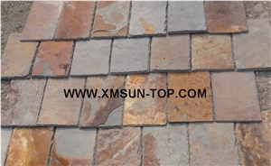 Chinese Rusty Roof Slate Tile with Square Type/ Slate Roofing/Rust Slate Roofing Tiles/Slate Square Shape Roof Tiles/Verde Slate Tile Roof/Square-Shape Roof Covering and Coating/Stone Roofing