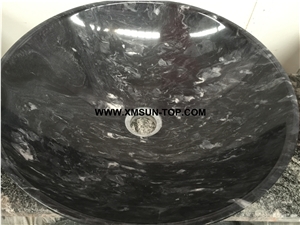 Dark Black Kitchen Sinks&Basins/Black Stone with White Veins Bathroom Sinks&Basin/Round Sinks&Basins/Natural Stone Basins&Sinks/Wash Basins/Interior Decorative