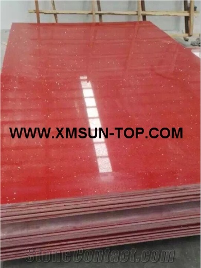 Dark Red Quartz Stone Big Slabs&Gangsaw Slab/Pure Red Engineered Stone/Rosso Monza Artificial Quartz/Red Manmade Stone/China Quartz Stone for Flooring&Wall Covering
