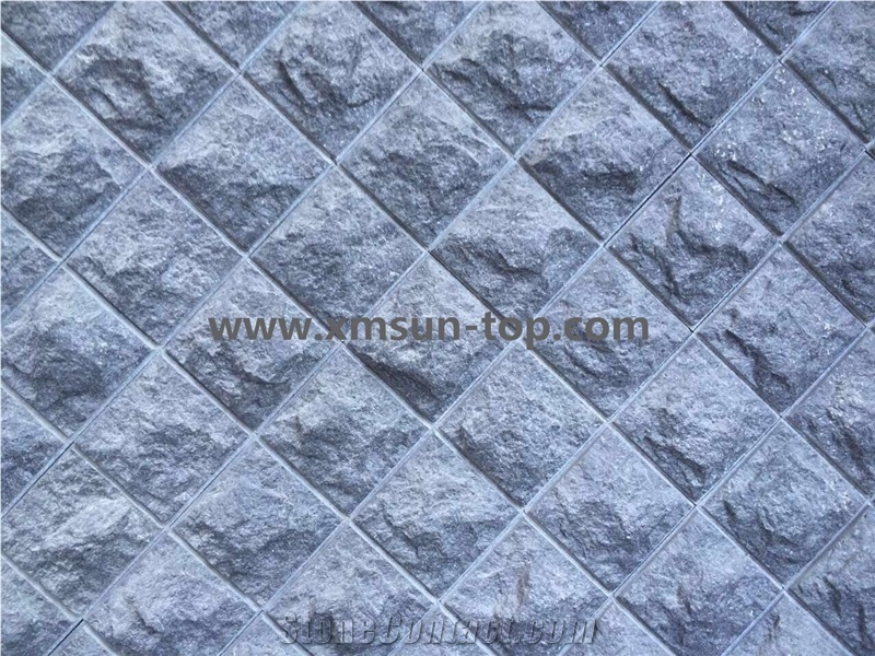 G684 Black Basalt Mushroomed Cladding/China Basalt Mushroomed Stone/Absolute Black Mushroom Stone/Building Stone/Mushroom Wall Cladding/Fujian Black Mushroom Wall Tile